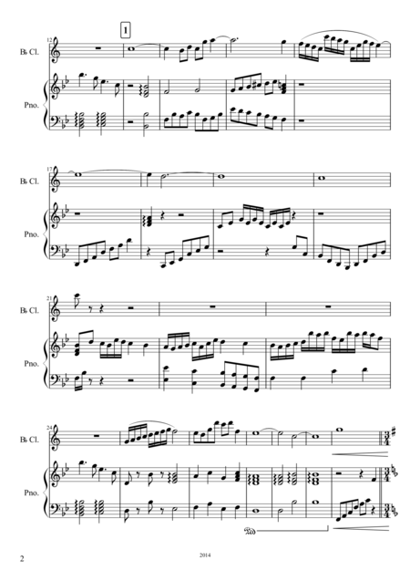 B Flat Clarinet And Piano No 2 Page 2