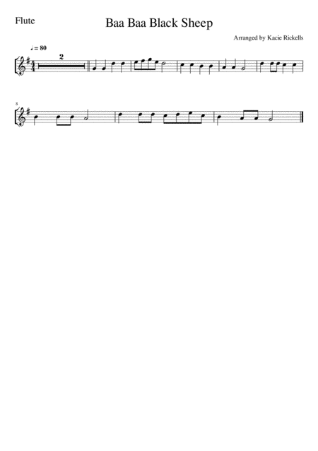 Baa Baa Black Sheep Flute Solo Page 2