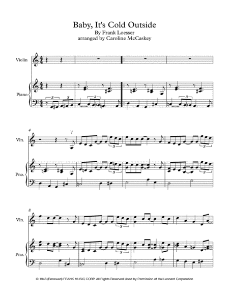 Baby Its Cold Outside Intermediate Violin Solo With Piano Accompaniment Page 2