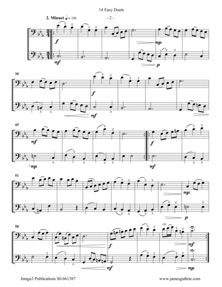 Bach 14 Easy Duets For Euphonium Duo Page 2