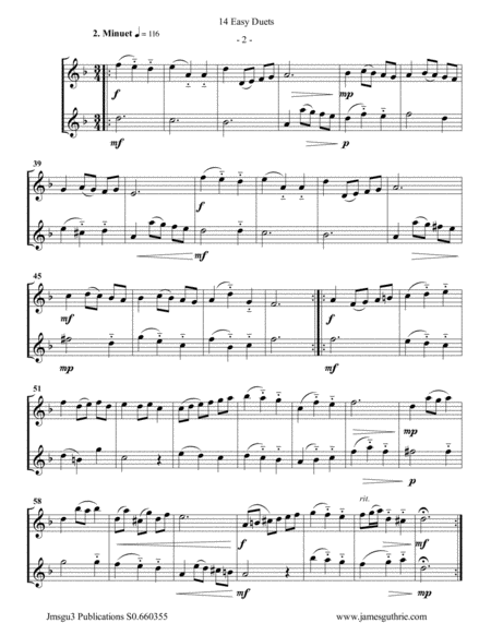 Bach 14 Easy Duets For Soprano Tenor Sax Page 2