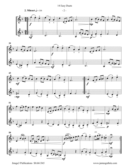 Bach 14 Easy Duets For Trumpet Duo Page 2