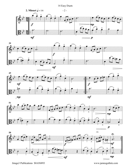 Bach 14 Easy Duets For Violin Viola Duo Page 2