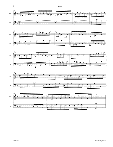 Bach 2 Part Invention 4 Bwv 775 Arranged For Violin And Cello Page 2