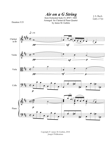 Bach Air On A G String For Clarinet Piano Quartet Page 2