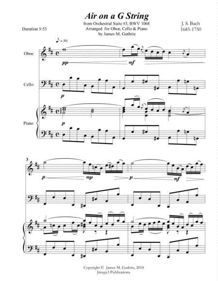 Bach Air On A G String For Oboe Cello Piano Page 2