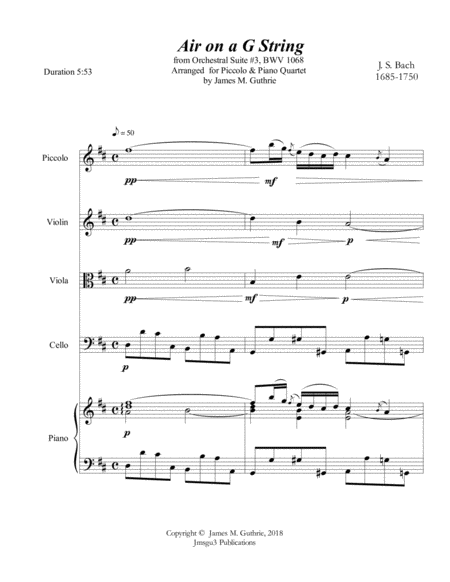 Bach Air On A G String For Piccolo Piano Quartet Page 2