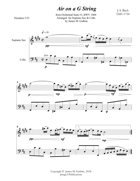 Bach Air On A G String For Soprano Sax Cello Page 2