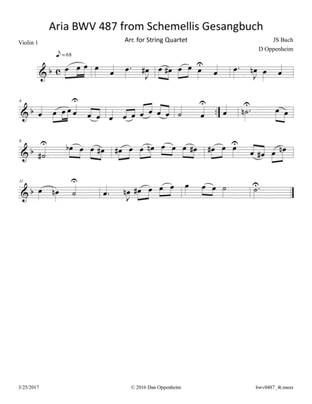 Bach Aria Bwv 487 From Schemellis Gesangbuch Arr For String Quartet Page 2