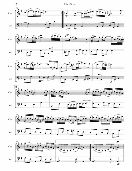 Bach Aria From The Goldberg Variations For Violin And Cello Page 2