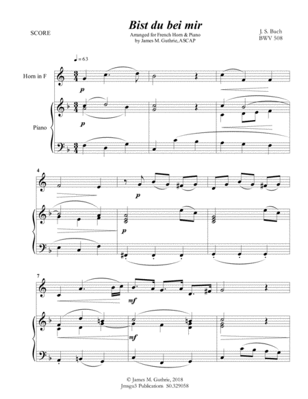 Bach Bist Du Bei Mir Bwv 508 For French Horn Piano Page 2