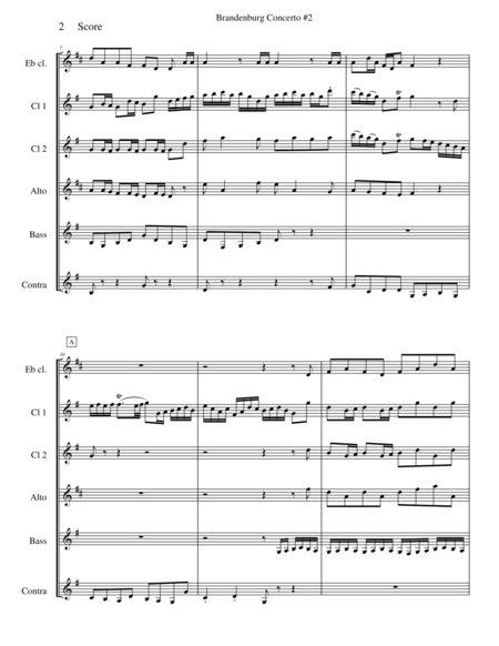 Bach Brandenburg Concerto 2 1st Movement For Clarinet Choir Page 2