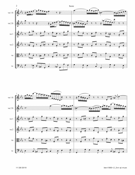 Bach Concerto For Oboe Violin And Strings Bwv 1060 R Arr For 2 Violins And String Quartet Mvt 2 Page 2