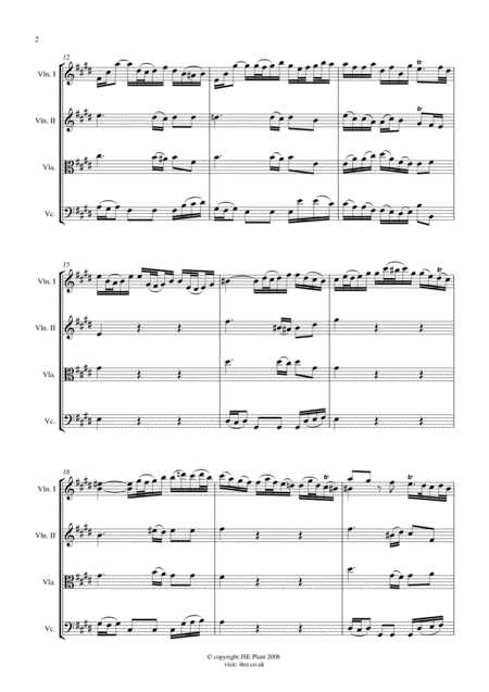 Bach Concerto For Violin In E Major Mov 2 For String Quartet Score And Parts Page 2