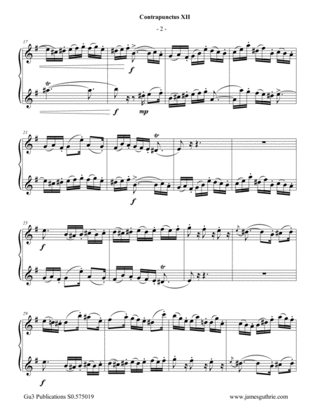 Bach Four Duets From The Art Of Fugue For Clarinet Bass Clarinet Page 2