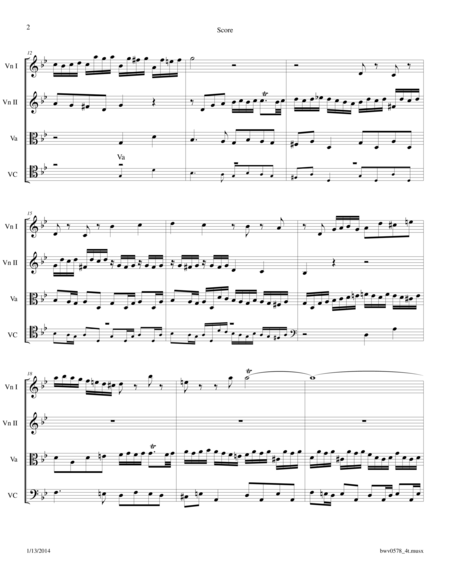 Bach Fugue In G Bwv 578 Arr For String Quartet Page 2