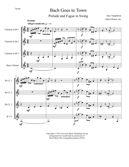 Bach Goes To Town Prelude And Fugue In Swing 4 Clarinets Page 2