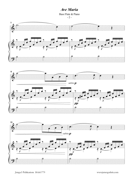 Bach Gonoud Ave Maria Schwencke Version For Bass Flute Piano Page 2