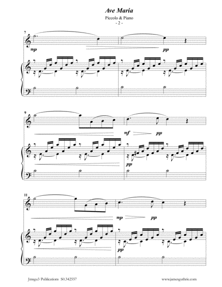 Bach Gounod Ave Maria For Piccolo Piano Page 2