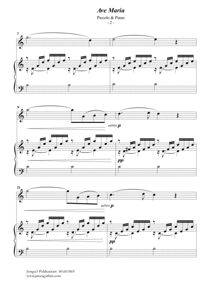 Bach Gounod Ave Maria Schwencke Version For Piccolo Piano Page 2