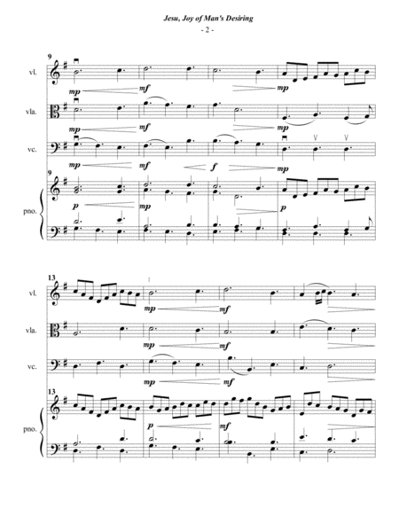 Bach Jesu Joy Of Mans Desiring For Piano Quartet Page 2