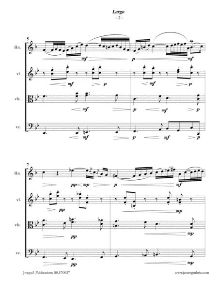 Bach Largo From Concerto Bwv 1056 For French Horn String Trio Page 2