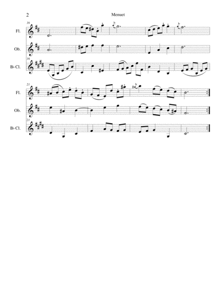 Bach Menuet From Orchestral Suite No 2 In B Minor Woodwind Trio Flute Oboe Clarinet Page 2