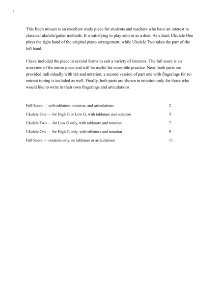 Bach Minuet In G Major Bvw116 Ukulele Duet Page 2