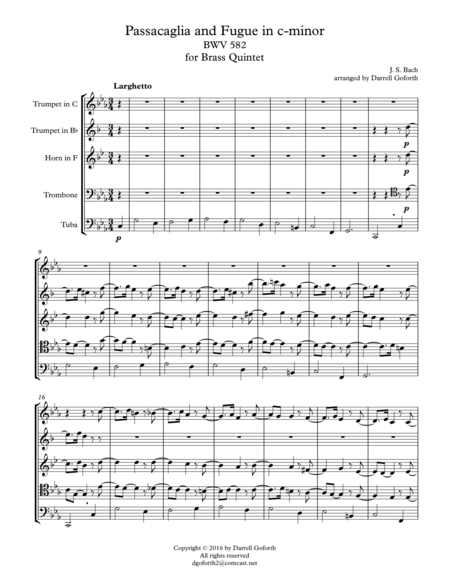 Bach Passacaglia And Fugue In C Minor For Brass Quintet Page 2