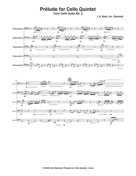 Bach Prelude For Cello Quintet Score Page 2