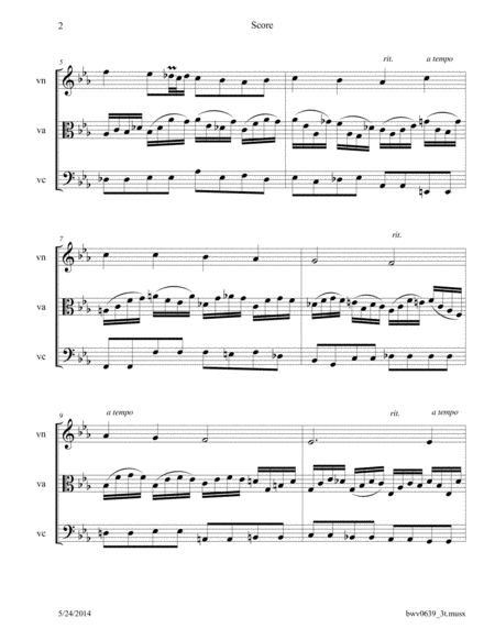 Bach Prelude Ich Ruf Zu Dir Herr Jesu Christ Bwv 639 Arranged For String Trio Page 2