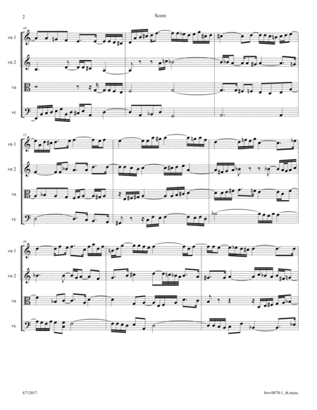 Bach Prelude In C Major Bwv 870 From The Well Tempered Clavier Arr For String Quartet Page 2