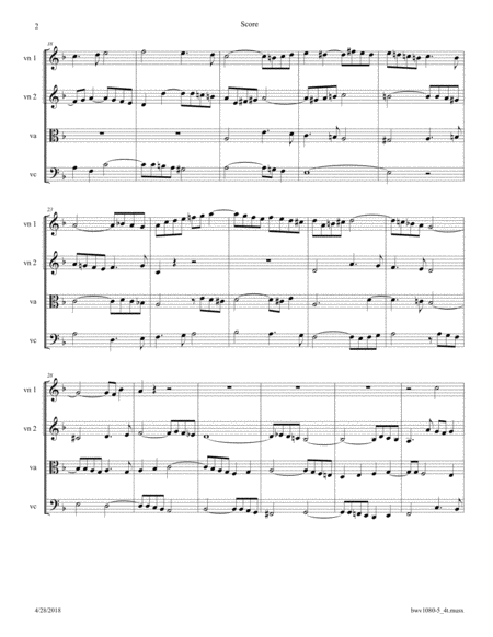 Bach The Art Of Fugue Bwv 1080 Fugue No 5 Arr For String Quartet Page 2