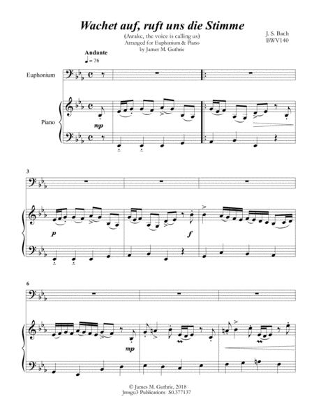 Bach Wachet Auf For Euphonium Piano Page 2