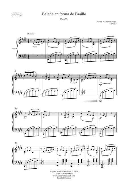 Balada En Forma De Pasillo Pasillo For Piano Latin Folk Music Page 2