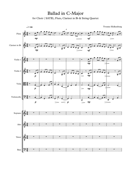 Ballad In C Major For Choir Flute Clarinet And Strings Page 2