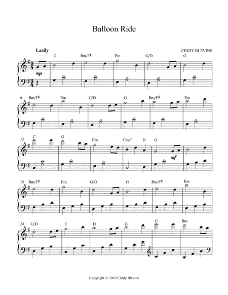 Balloon Ride An Original Solo For Harp From My Book Harping On The Black Notes Page 2