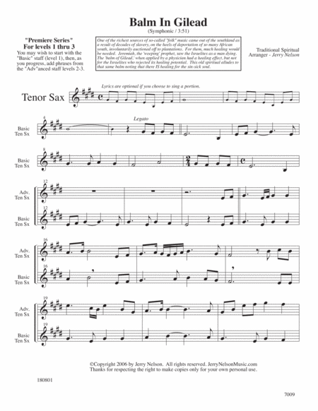 Balm In Gilead Arrangements Lvl 1 3 For Tenor Sax Written Accomp Hymn Page 2