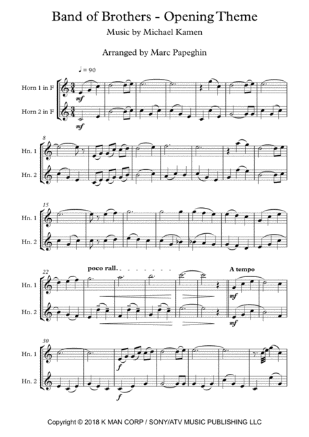 Band Of Brothers French Horn Duet Page 2