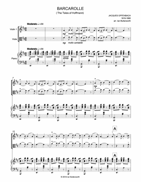 Barcarolle The Tales Of Hoffman For Violin Viola Piano Page 2