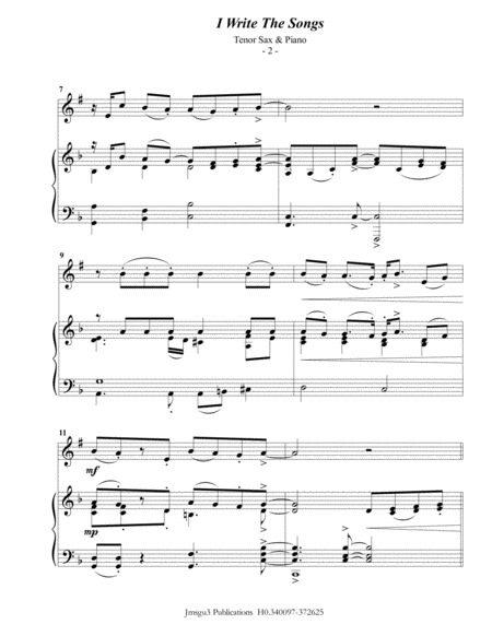 Barry Manilow I Write The Songs For Tenor Sax Piano Page 2