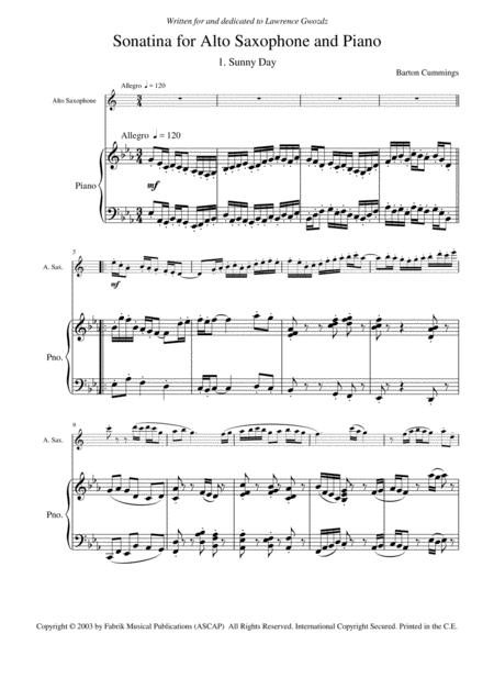Barton Cummings Sonatina For Alto Saxophone And Piano Page 2