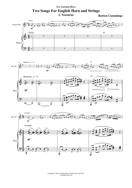 Barton Cummings Two Songs For English Horn And Strings Reduction For English Horn And Piano Page 2