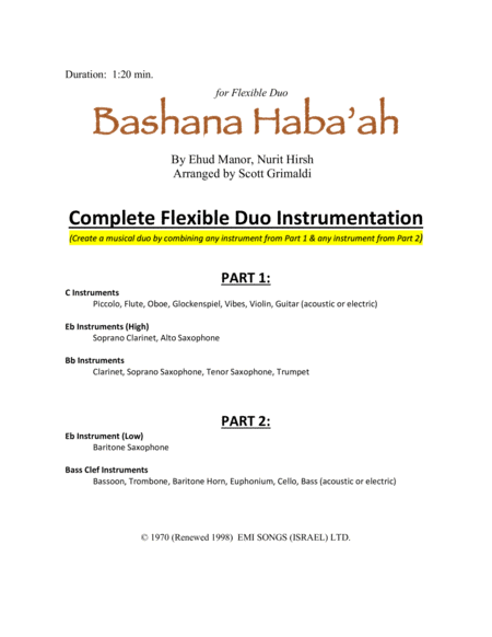 Bashana Haba Ah For Flexible Duo C Eb Bb Bass Clef Instruments Page 2
