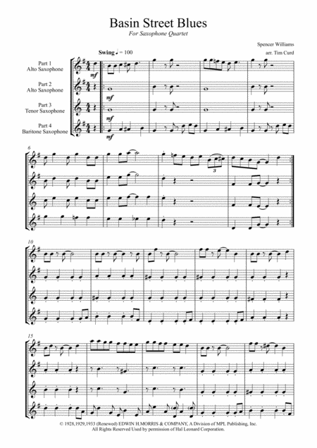 Basin Street Blues For Saxophone Quartet Page 2
