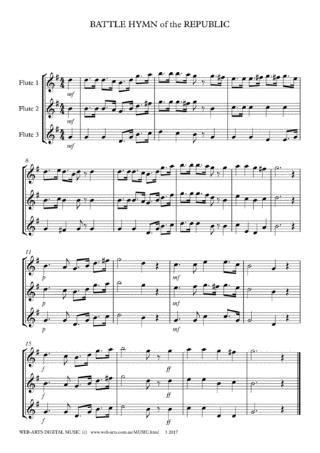 Battle Hymn Of The Republic Easy Trio For 3 Flutes Page 2