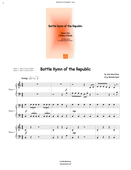 Battle Hymn Of The Republic Trio 1 Piano 6 Hands Page 2
