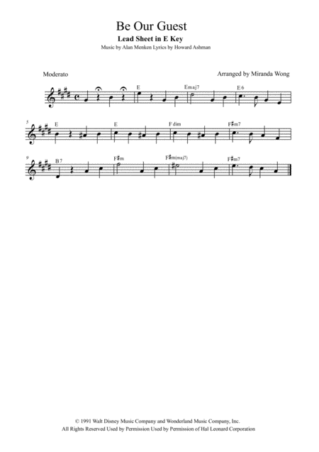 Be Our Guest Alto Saxophone Solo Concert Key Page 2