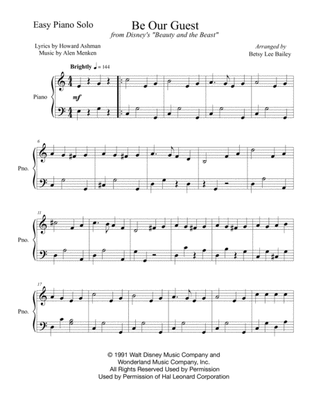Be Our Guest Easy Piano Solo Page 2