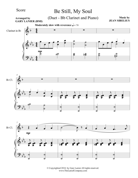 Be Still My Soul Findlandia Duet Bb Clarinet Piano With Parts Page 2